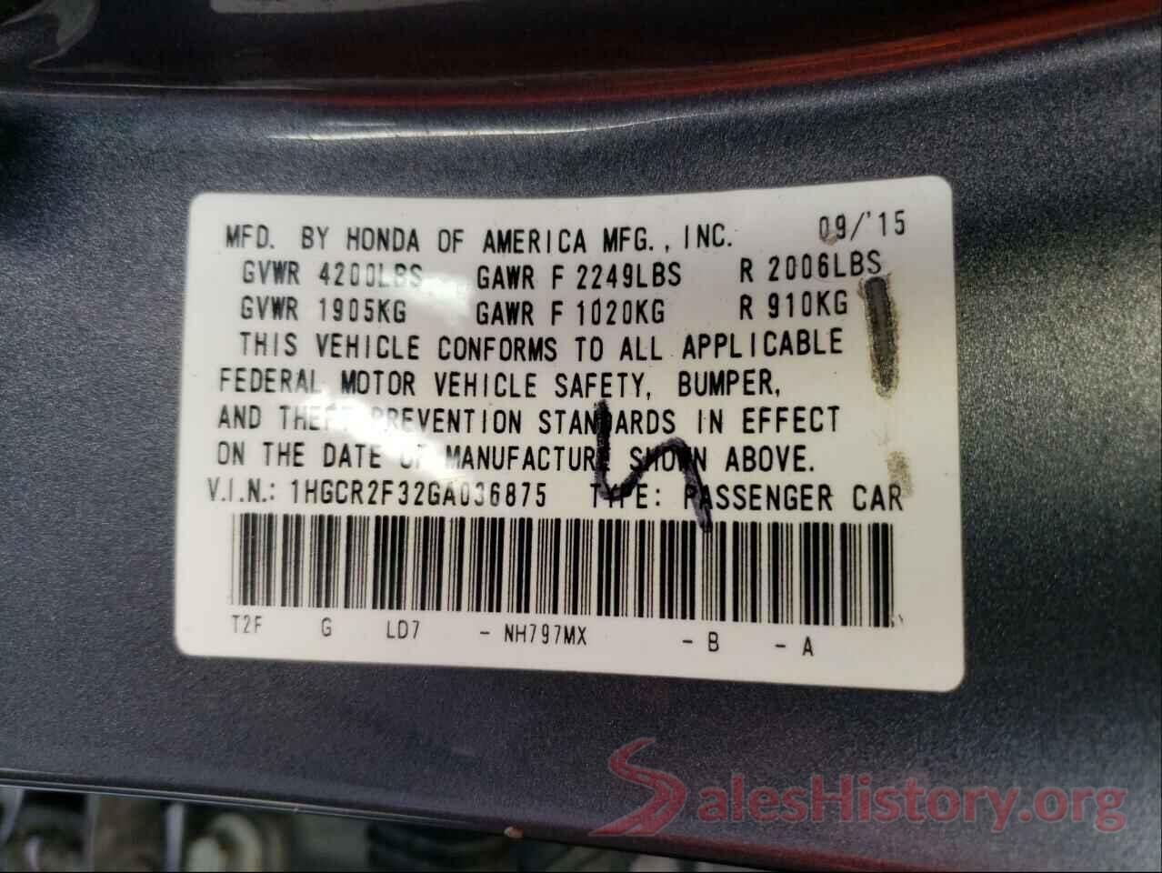 1HGCR2F32GA036875 2016 HONDA ACCORD