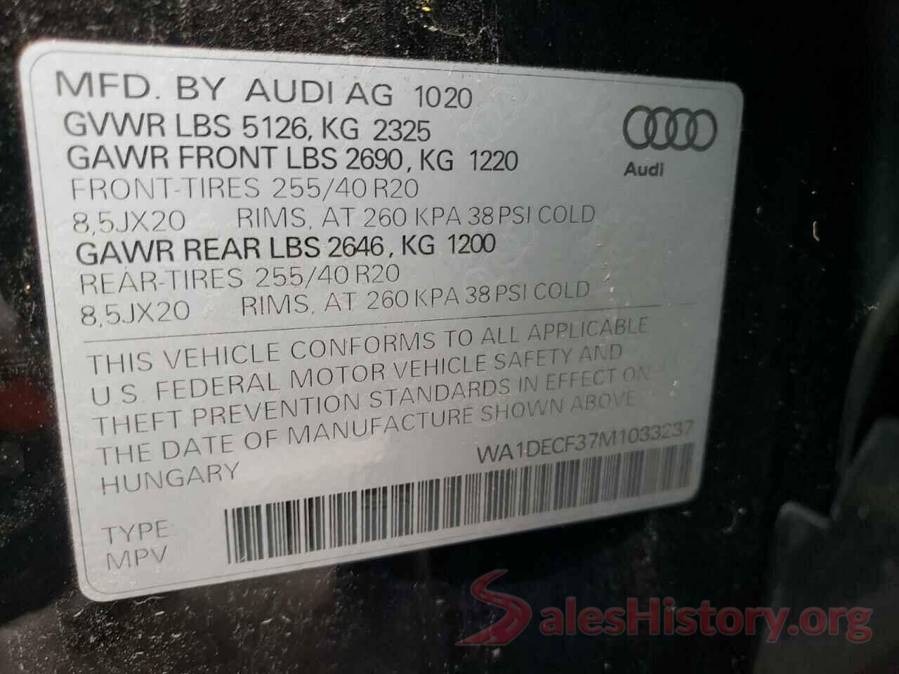 WA1DECF37M1033237 2021 AUDI Q3