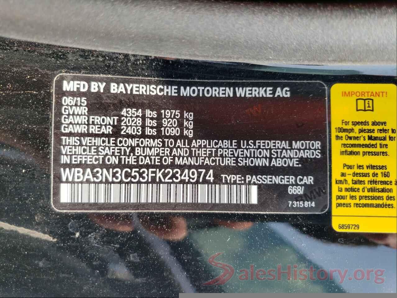 WBA3N3C53FK234974 2015 BMW 4 SERIES