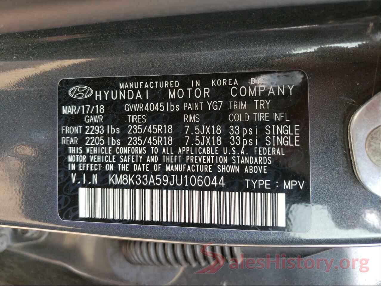 KM8K33A59JU106044 2018 HYUNDAI KONA