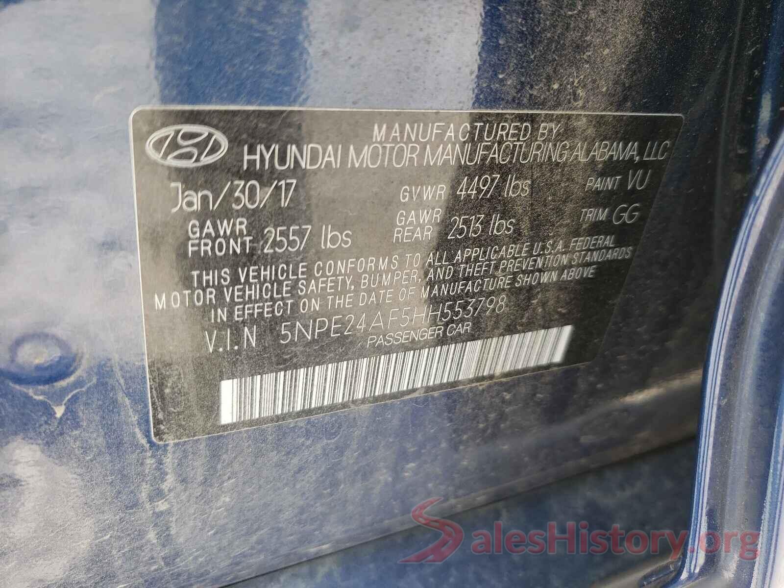 5NPE24AF5HH553798 2017 HYUNDAI SONATA