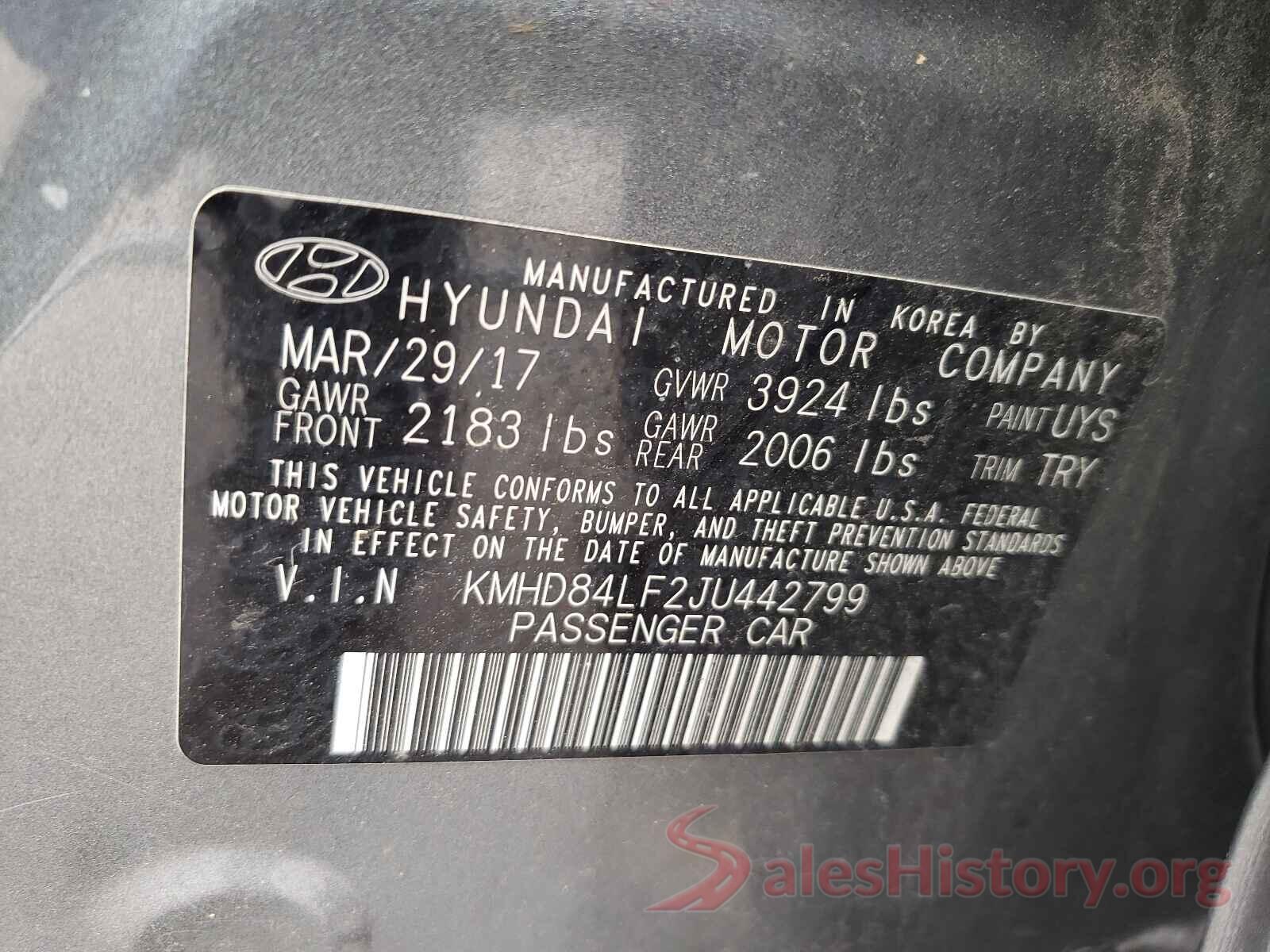 KMHD84LF2JU442799 2018 HYUNDAI ELANTRA