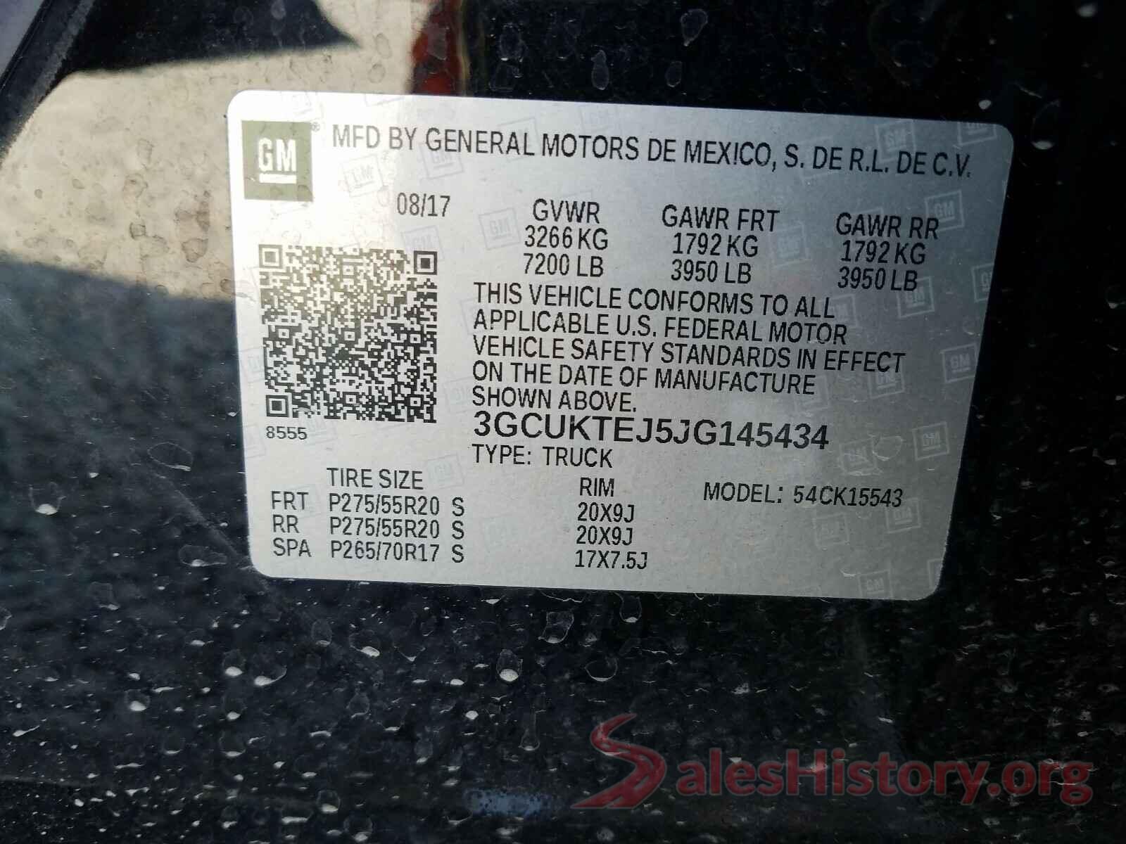 3GCUKTEJ5JG145434 2018 CHEVROLET SILVERADO