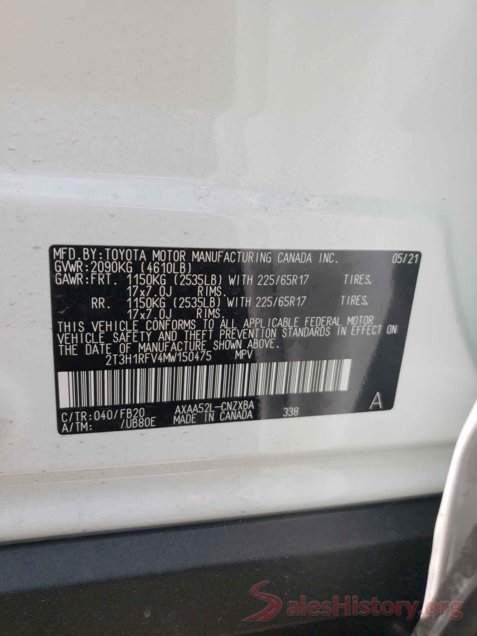 2T3H1RFV4MW150475 2021 TOYOTA RAV4