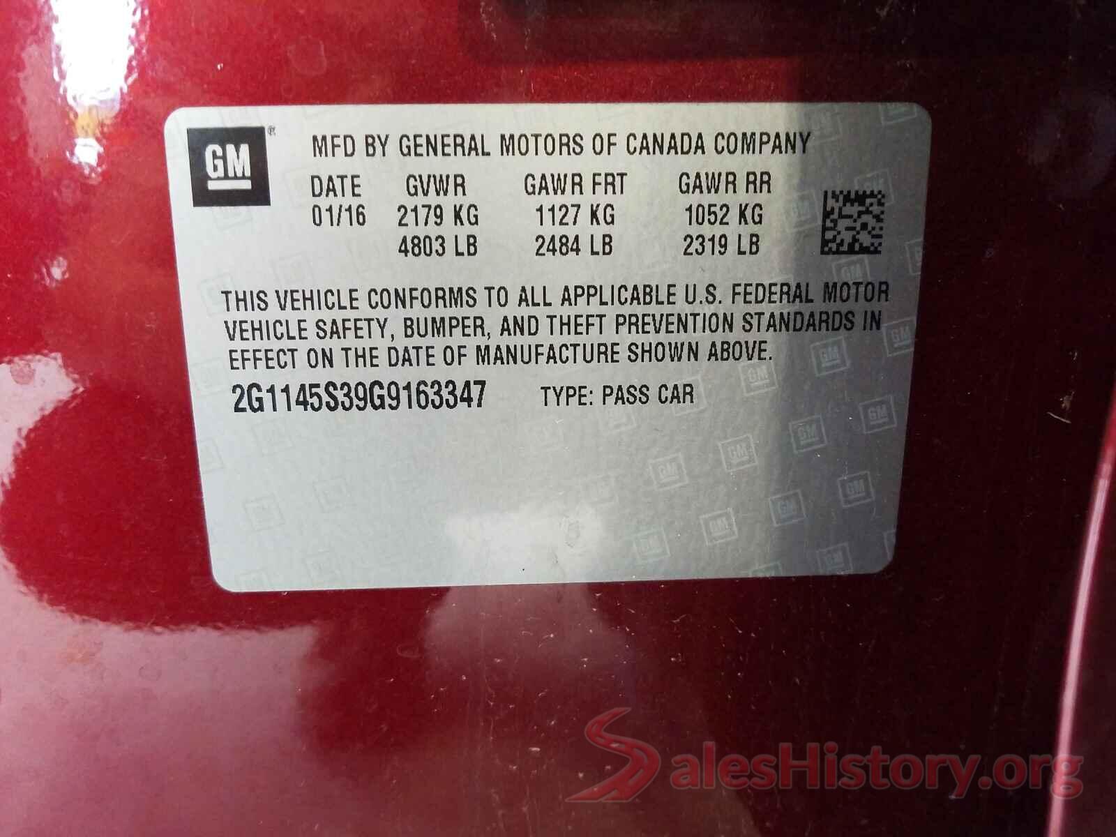 2G1145S39G9163347 2016 CHEVROLET IMPALA