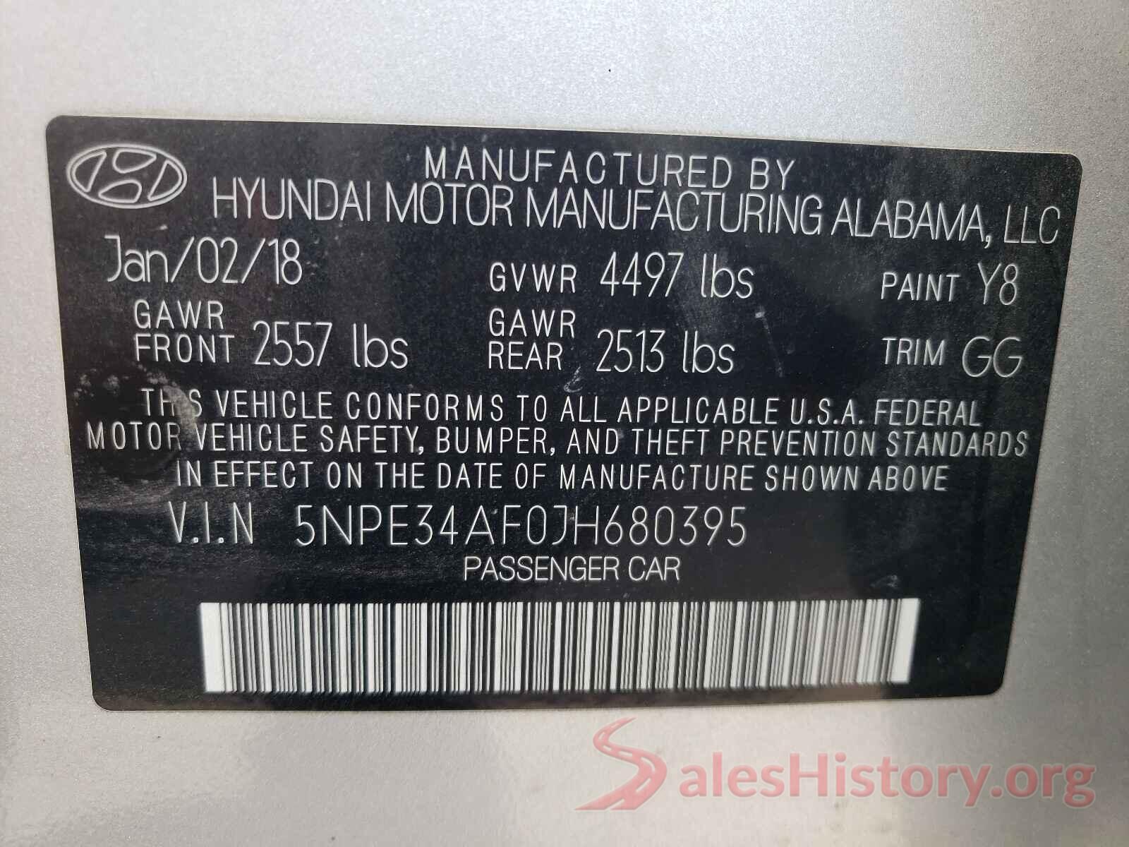 5NPE34AF0JH680395 2018 HYUNDAI SONATA