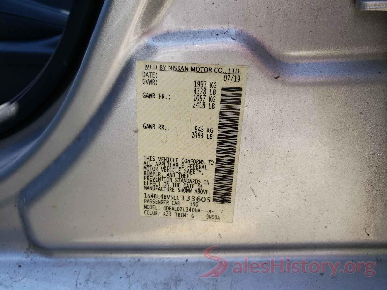 1N4BL4BV5LC133605 2020 NISSAN ALTIMA