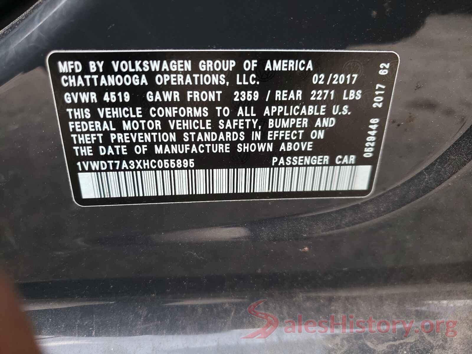 1VWDT7A3XHC055895 2017 VOLKSWAGEN PASSAT