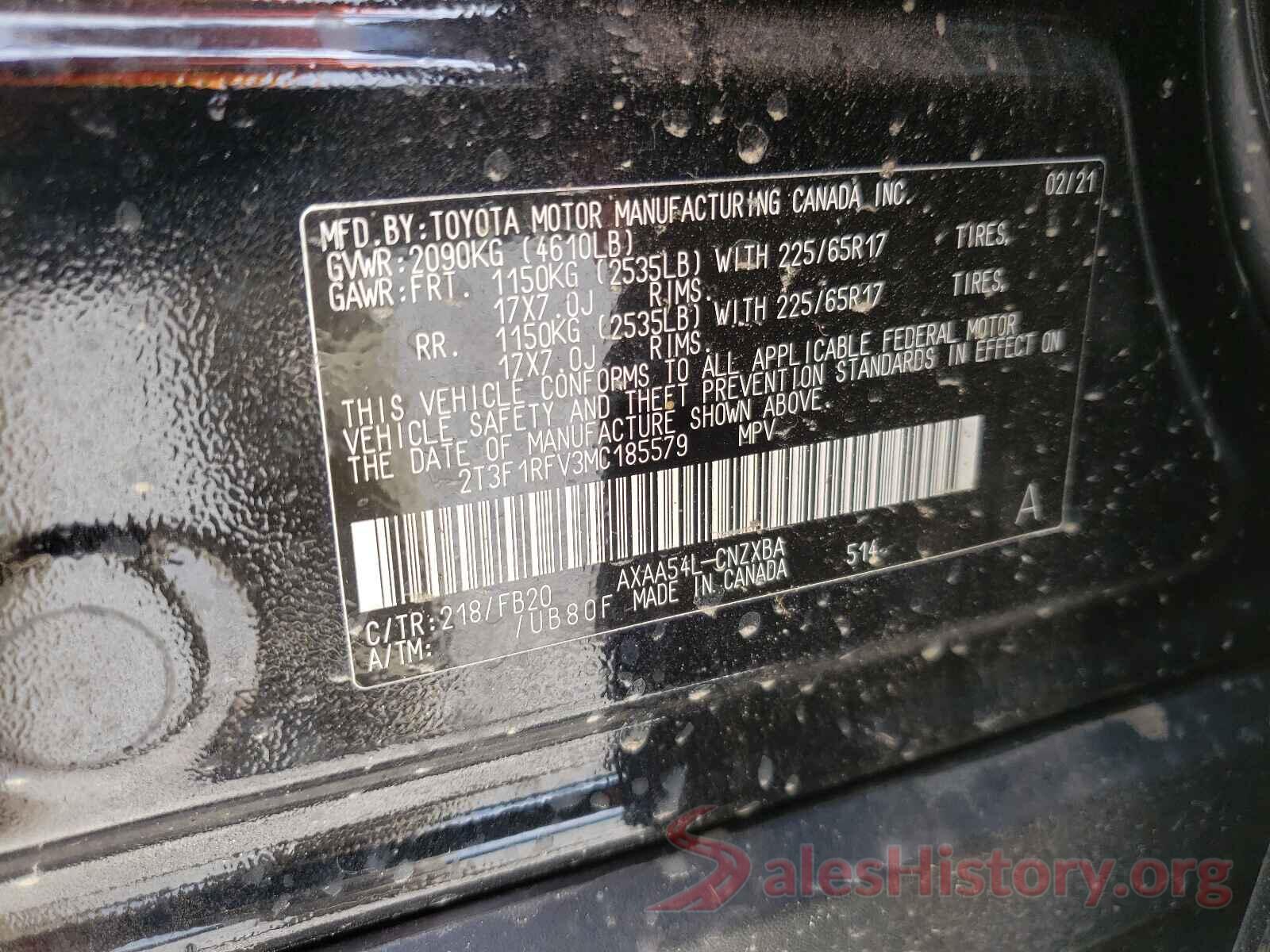 2T3F1RFV3MC185579 2021 TOYOTA RAV4