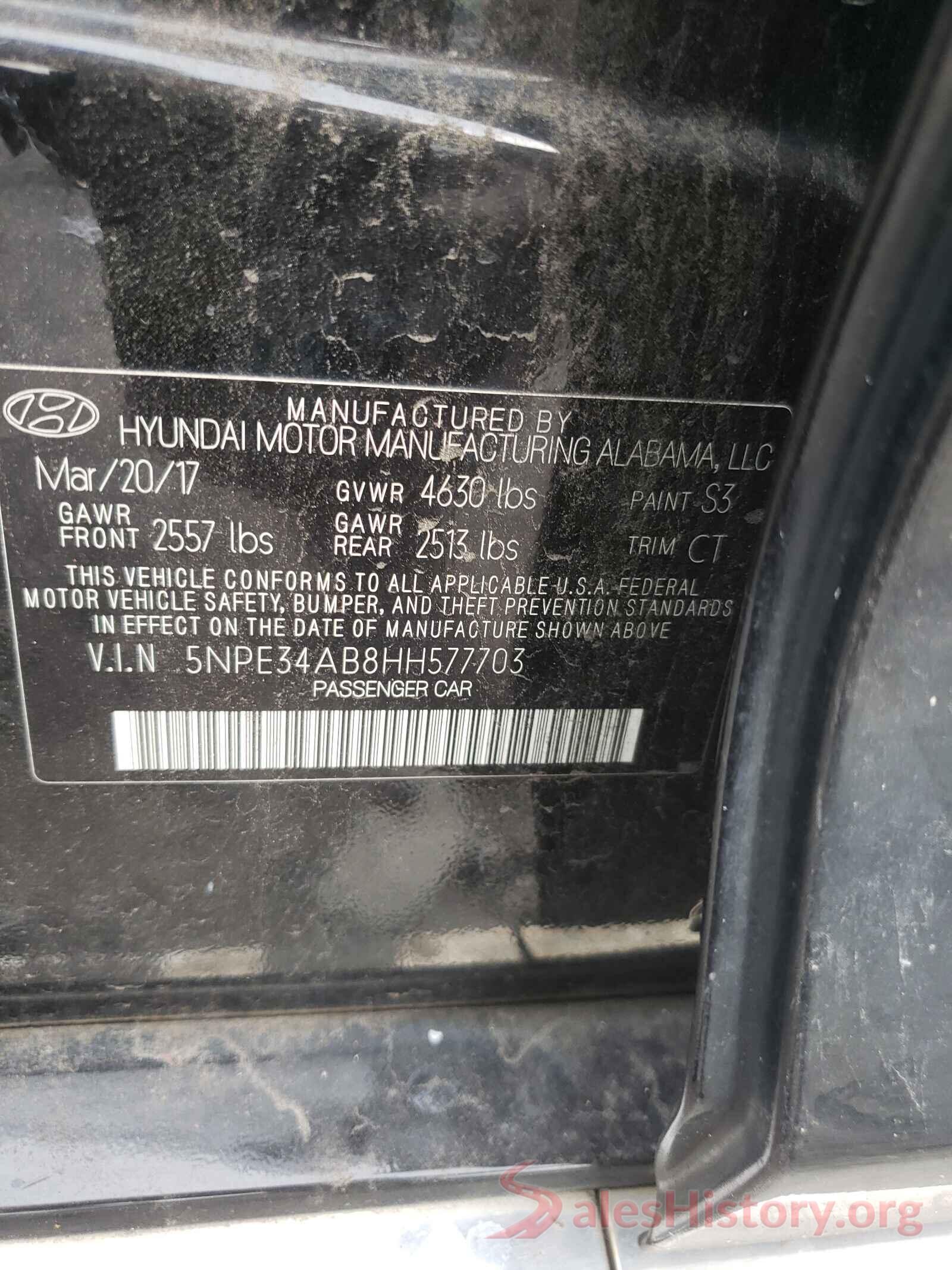 5NPE34AB8HH577703 2017 HYUNDAI SONATA