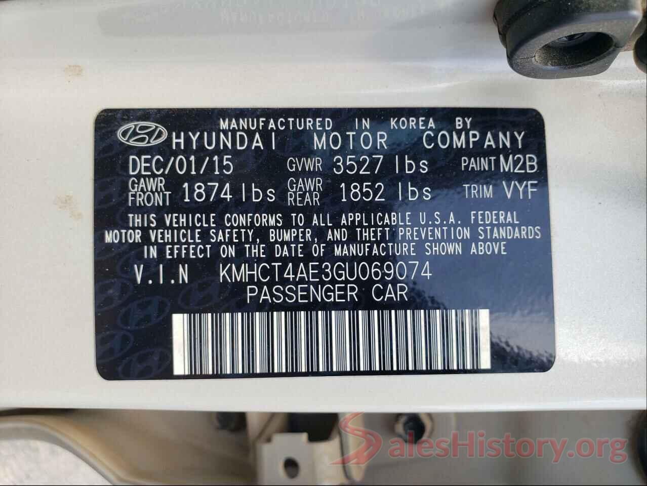 KMHCT4AE3GU069074 2016 HYUNDAI ACCENT