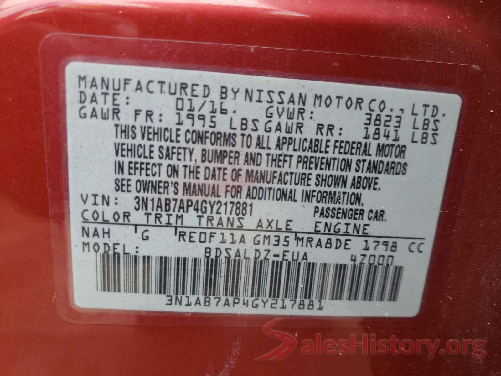 3N1AB7AP4GY217881 2016 NISSAN SENTRA