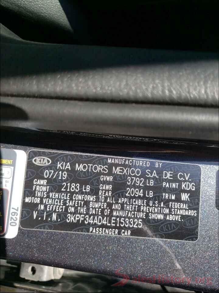 3KPF34AD4LE153325 2020 KIA FORTE