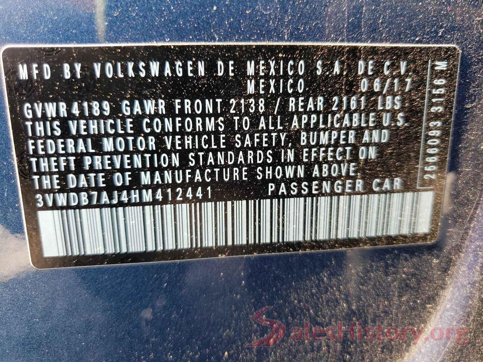 3VWDB7AJ4HM412441 2017 VOLKSWAGEN JETTA