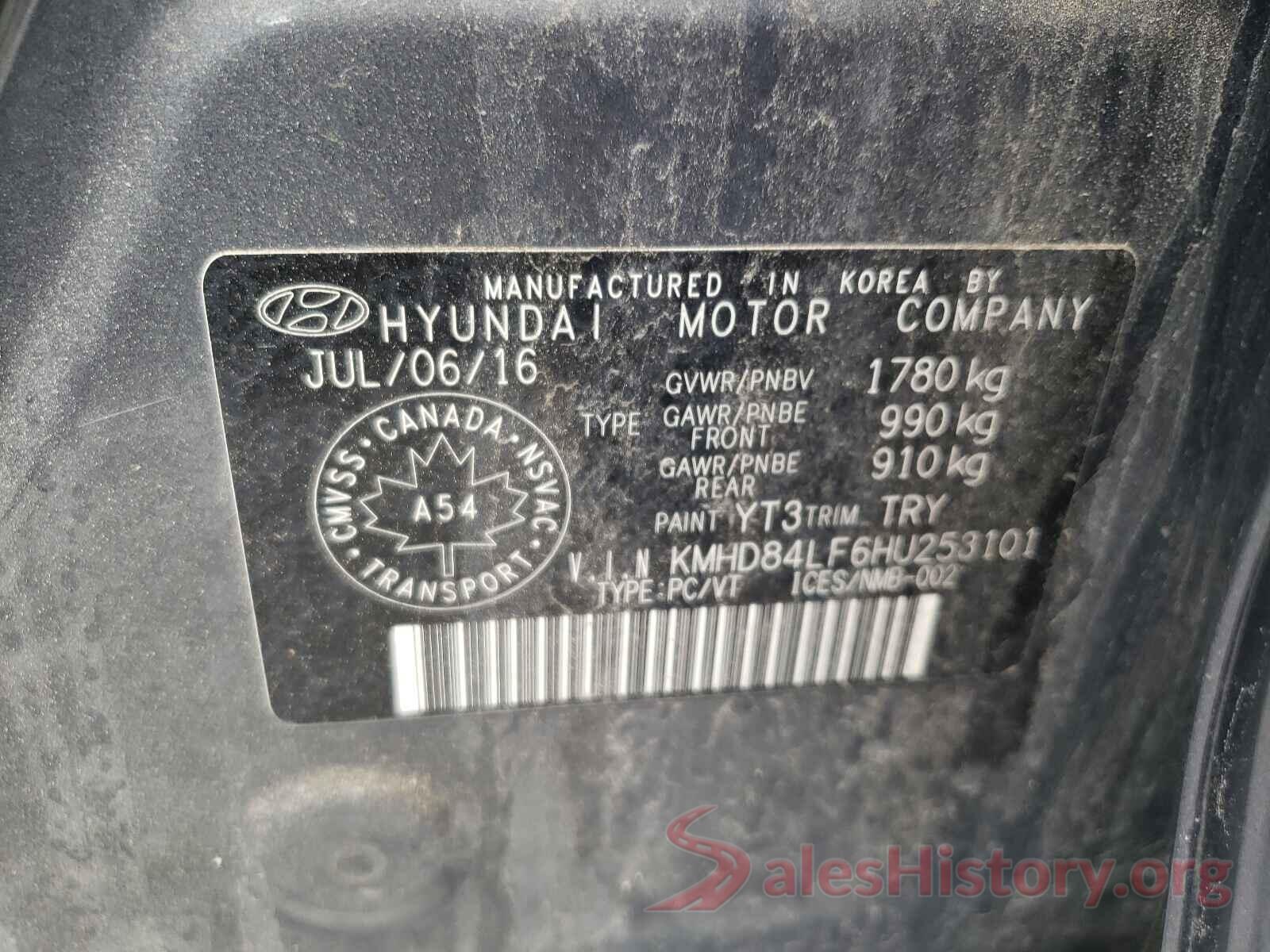 KMHD84LF6HU253101 2017 HYUNDAI ELANTRA