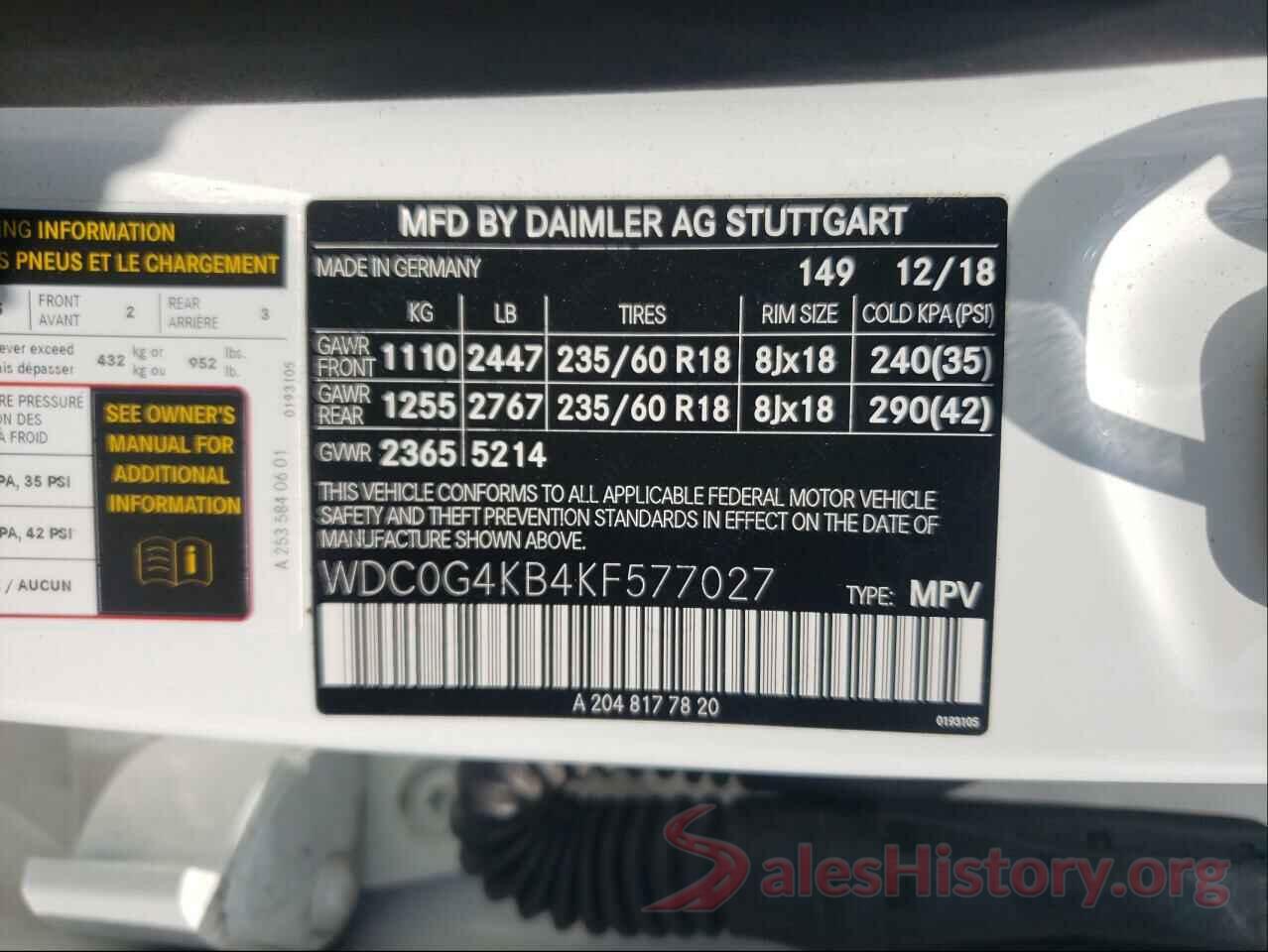 WDC0G4KB4KF577027 2019 MERCEDES-BENZ GLC-CLASS