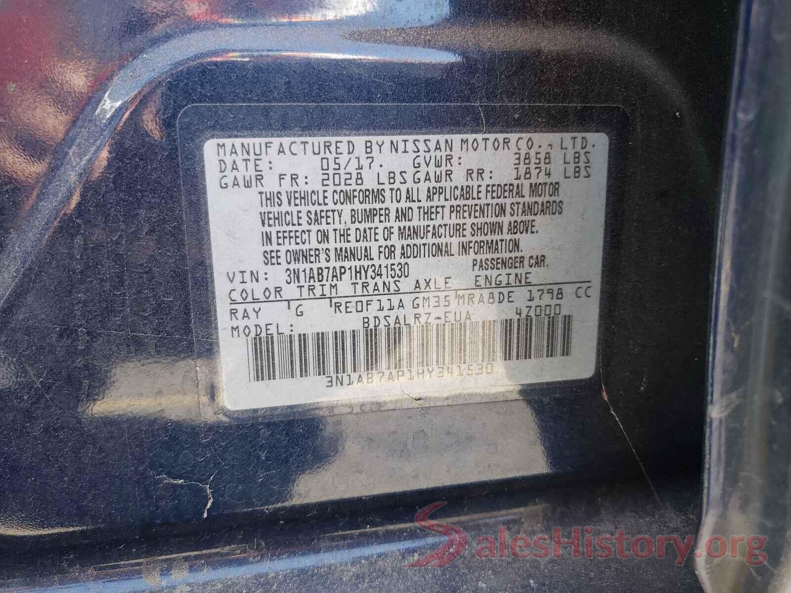 3N1AB7AP1HY341530 2017 NISSAN SENTRA