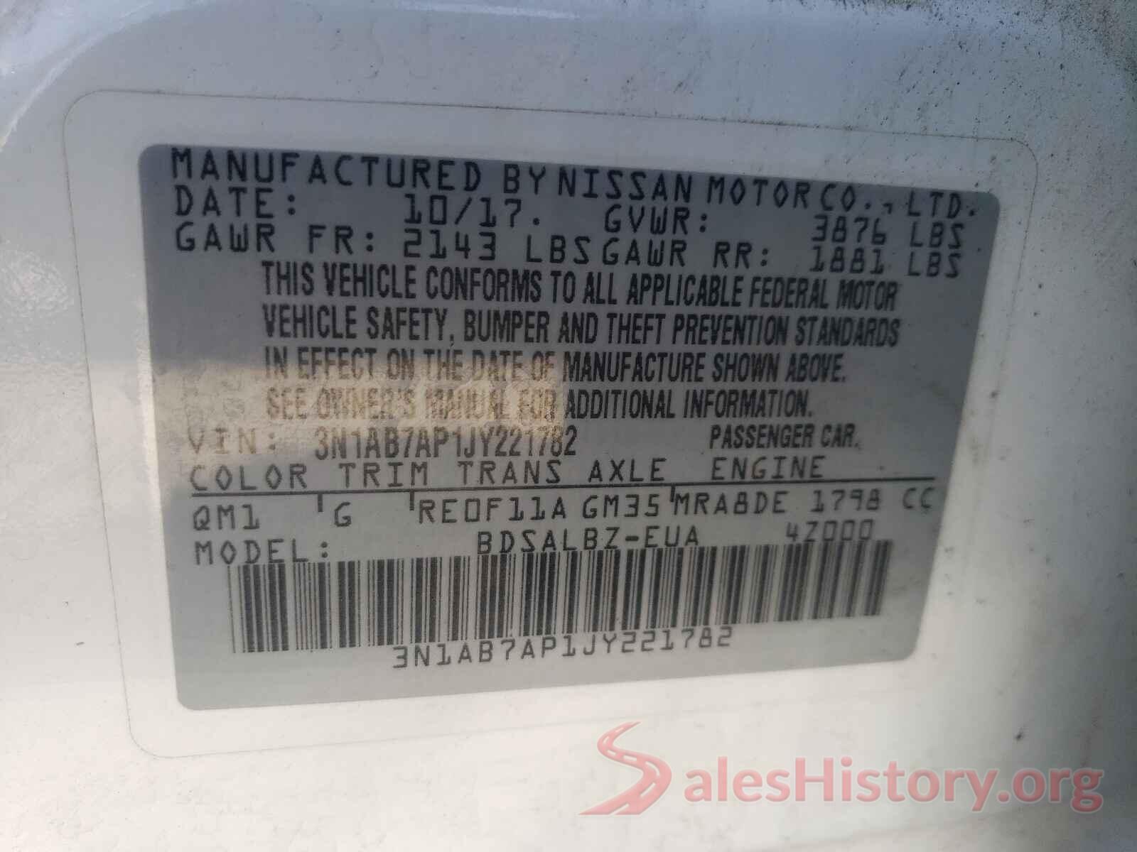 3N1AB7AP1JY221782 2018 NISSAN SENTRA