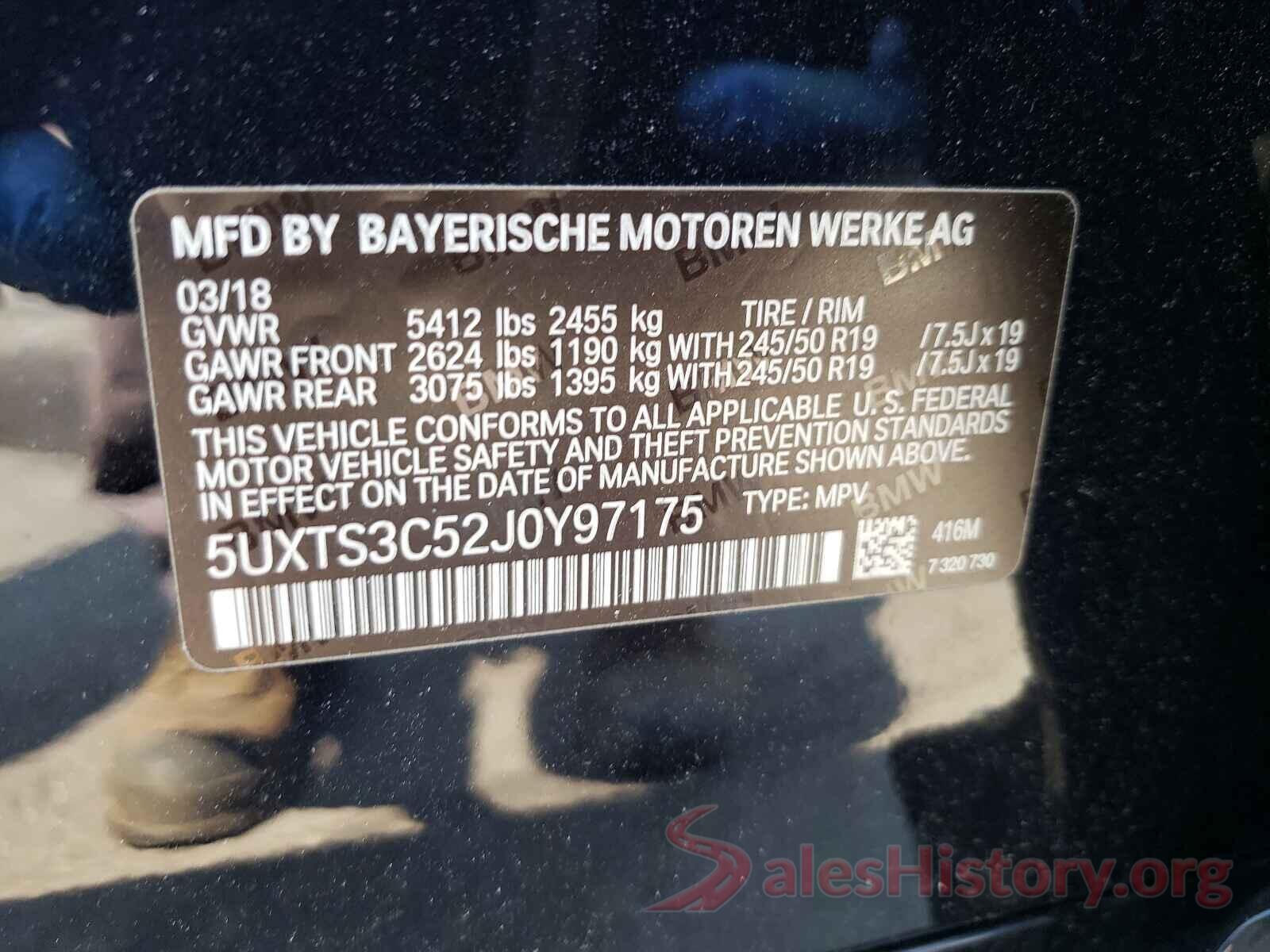 5UXTS3C52J0Y97175 2018 BMW X3