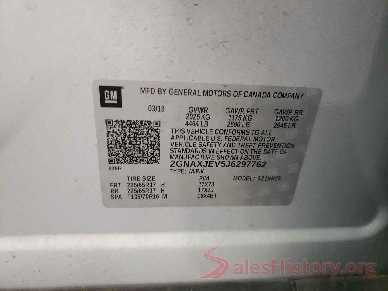 2GNAXJEV5J6297762 2018 CHEVROLET EQUINOX