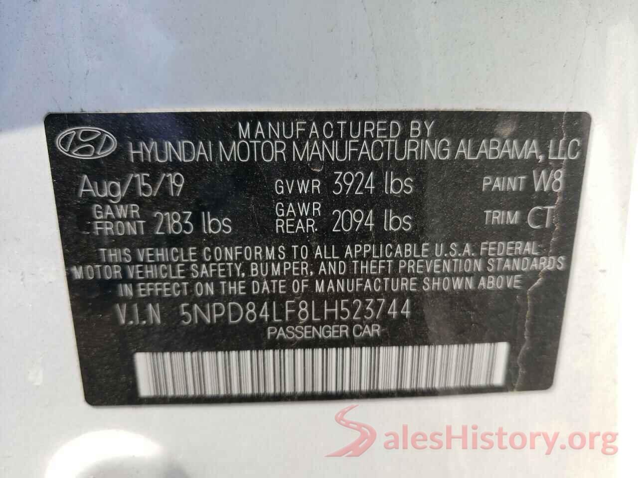 5NPD84LF8LH523744 2020 HYUNDAI ELANTRA