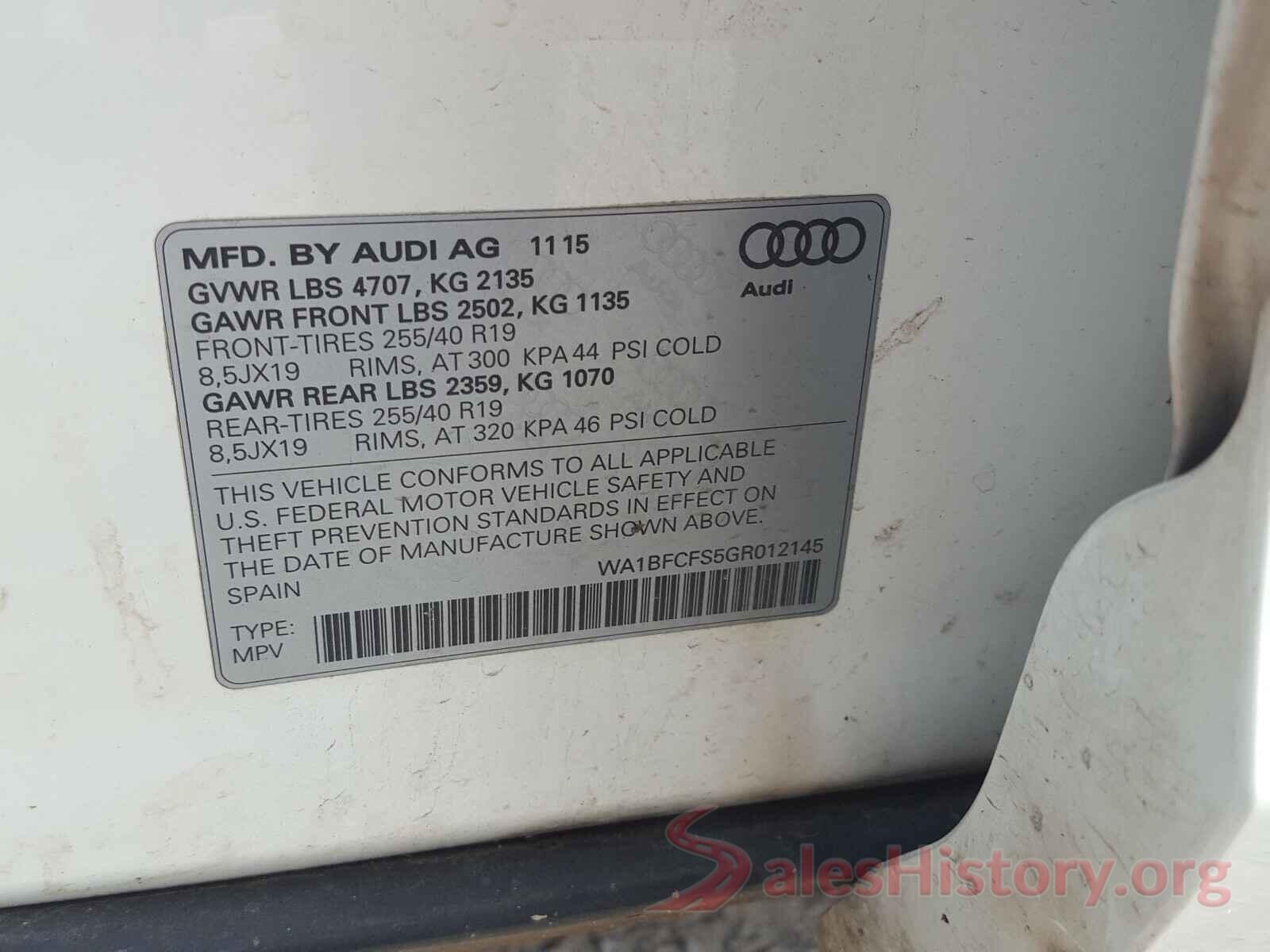 WA1BFCFS5GR012145 2016 AUDI Q3