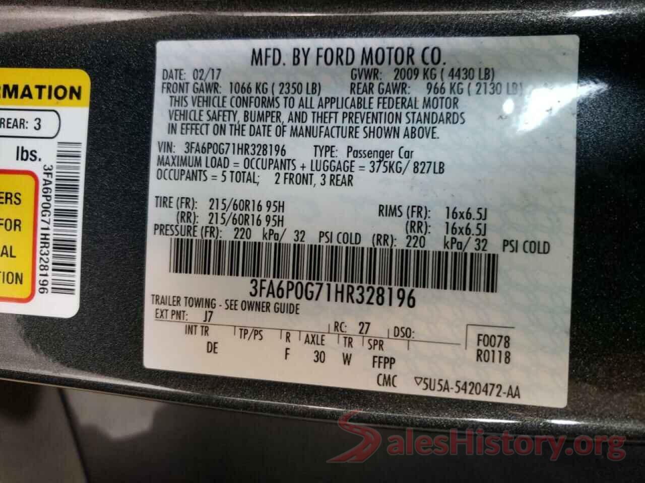 3FA6P0G71HR328196 2017 FORD FUSION