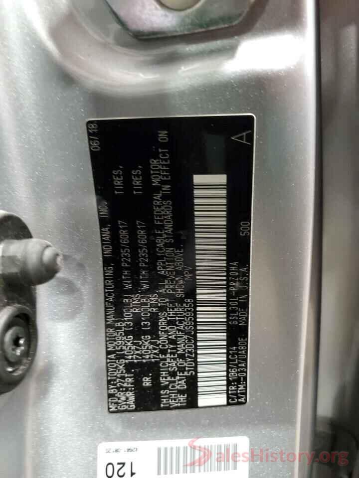 5TDYZ3DC7JS959358 2018 TOYOTA SIENNA