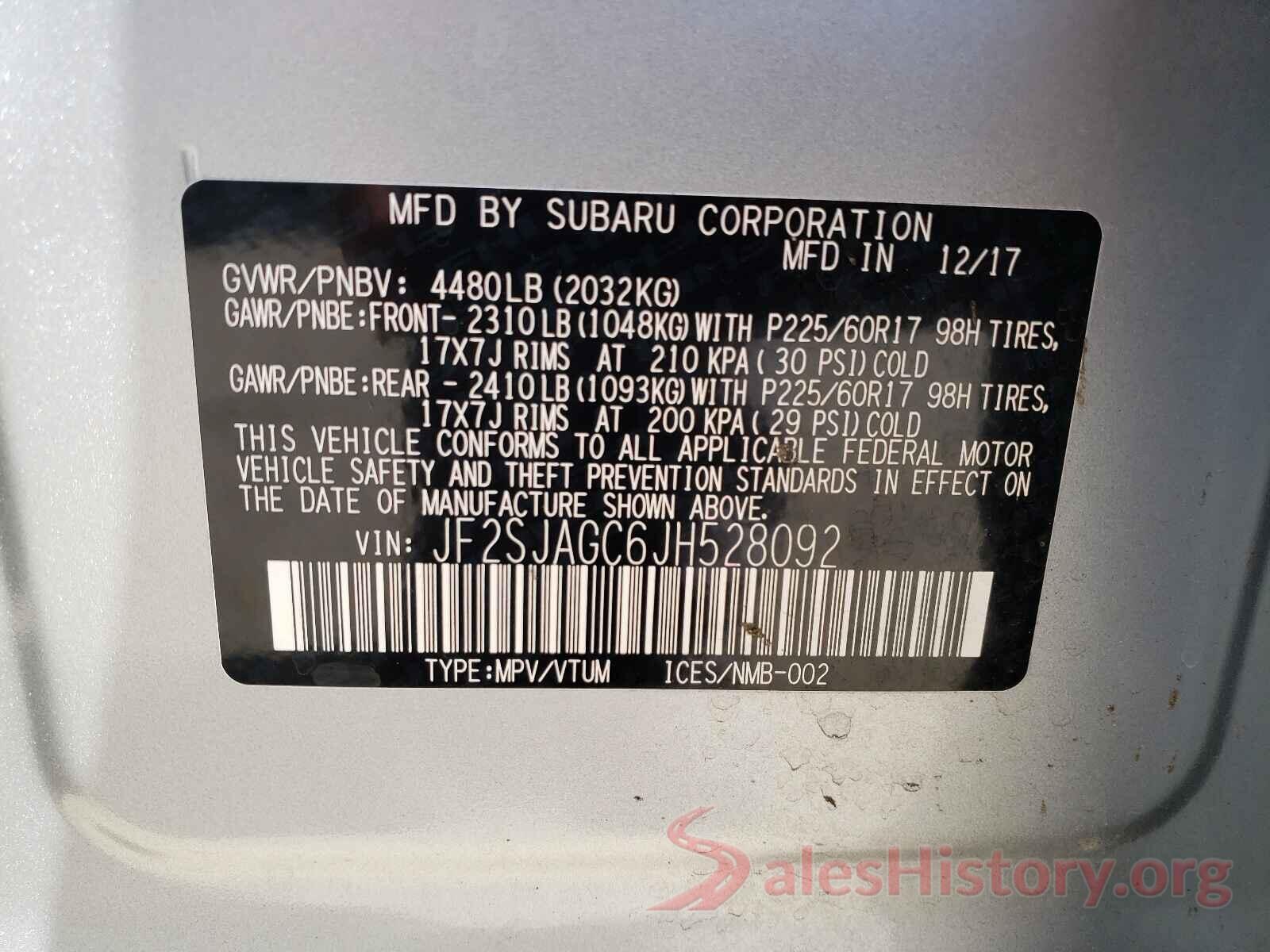 JF2SJAGC6JH528092 2018 SUBARU FORESTER