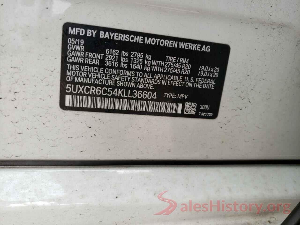 5UXCR6C54KLL36604 2019 BMW X5