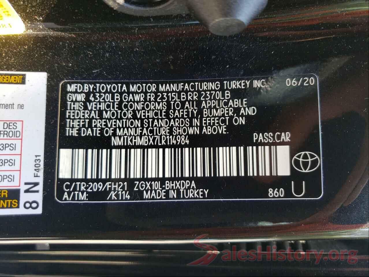 NMTKHMBX7LR114984 2020 TOYOTA C-HR