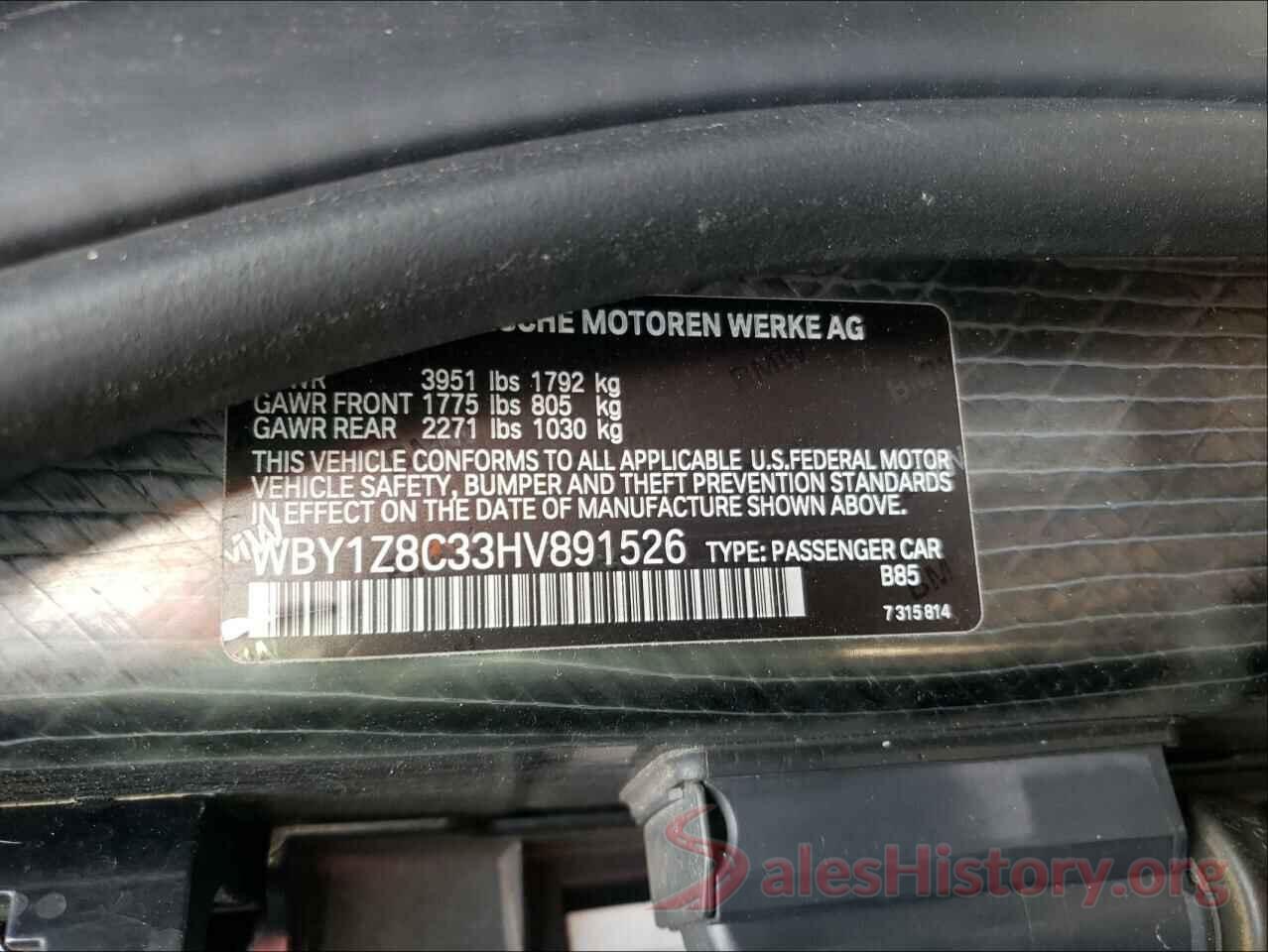 WBY1Z8C33HV891526 2017 BMW I SERIES