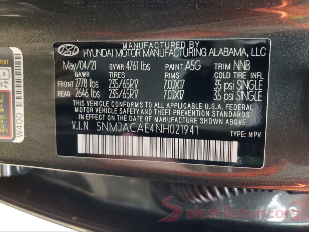 5NMJACAE4NH021941 2022 HYUNDAI TUCSON