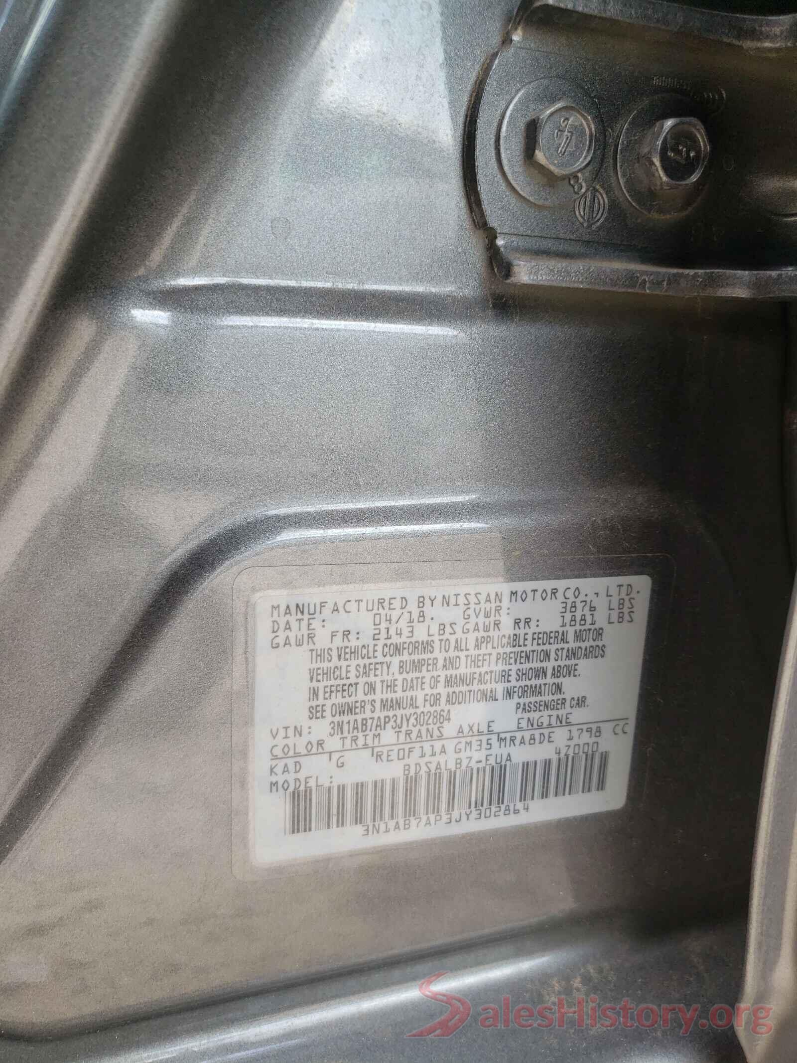 3N1AB7AP3JY302864 2018 NISSAN SENTRA