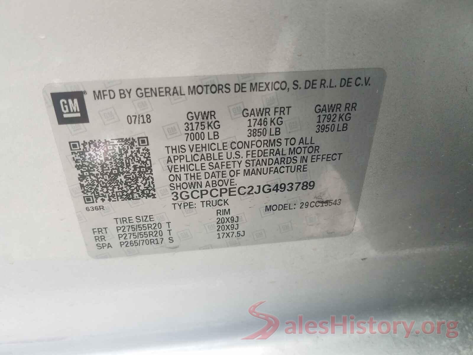 3GCPCPEC2JG493789 2018 CHEVROLET SILVERADO