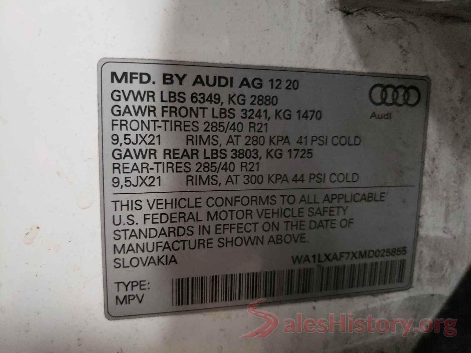 WA1LXAF7XMD025855 2021 AUDI Q7