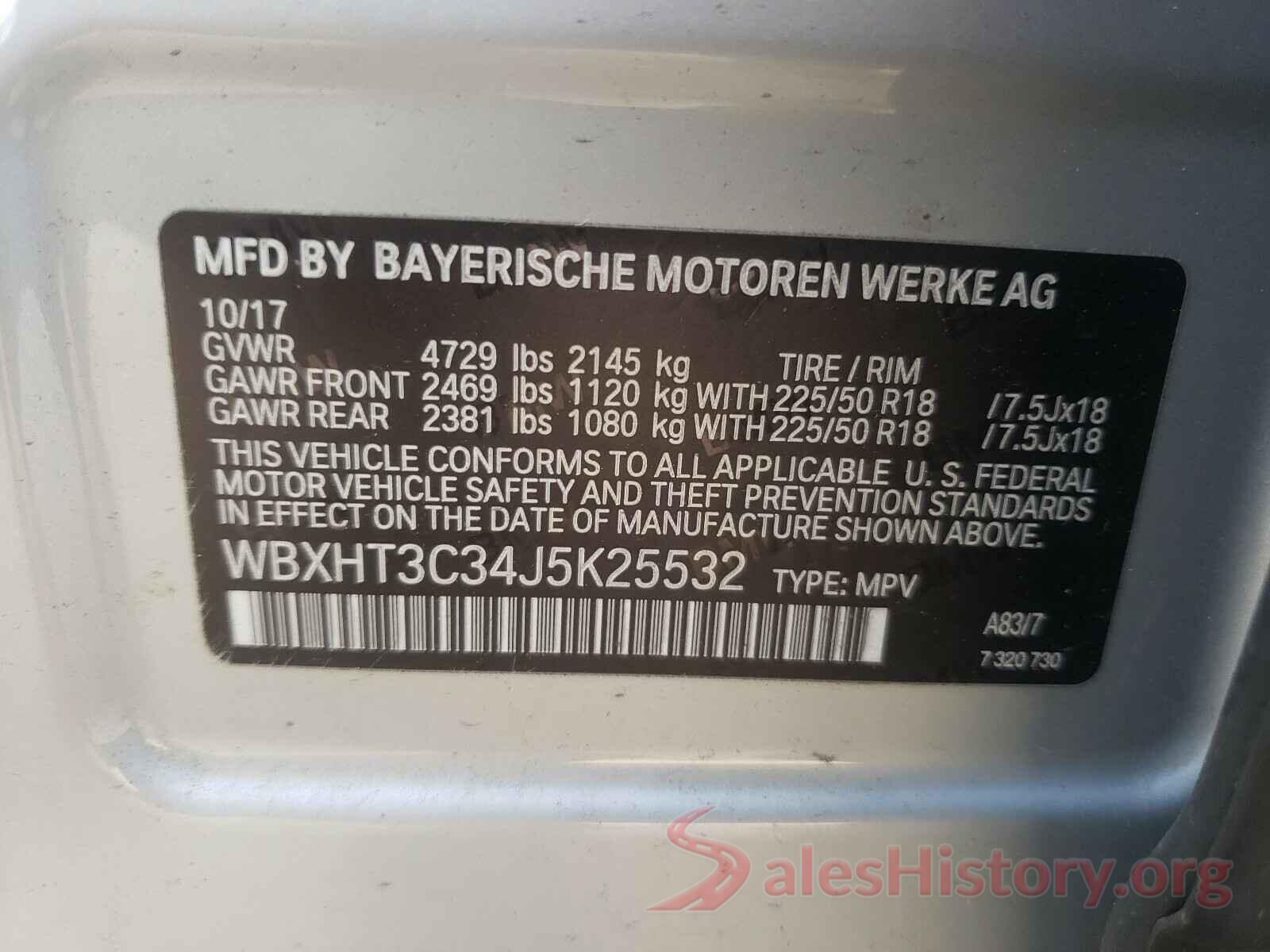 WBXHT3C34J5K25532 2018 BMW X1