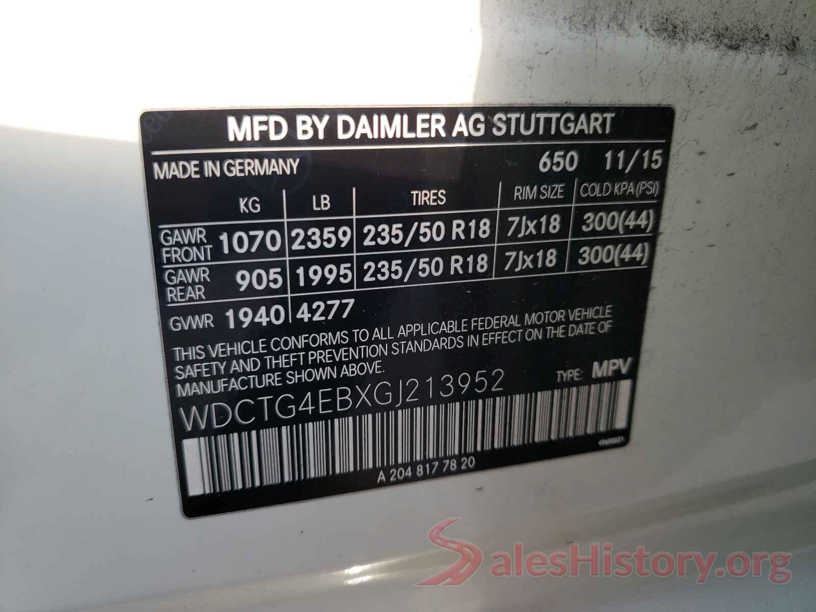 WDCTG4EBXGJ213952 2016 MERCEDES-BENZ GLA-CLASS