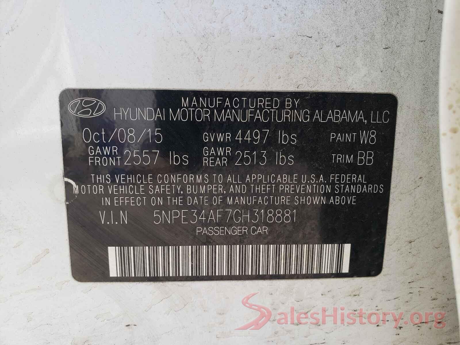 5NPE34AF7GH318881 2016 HYUNDAI SONATA