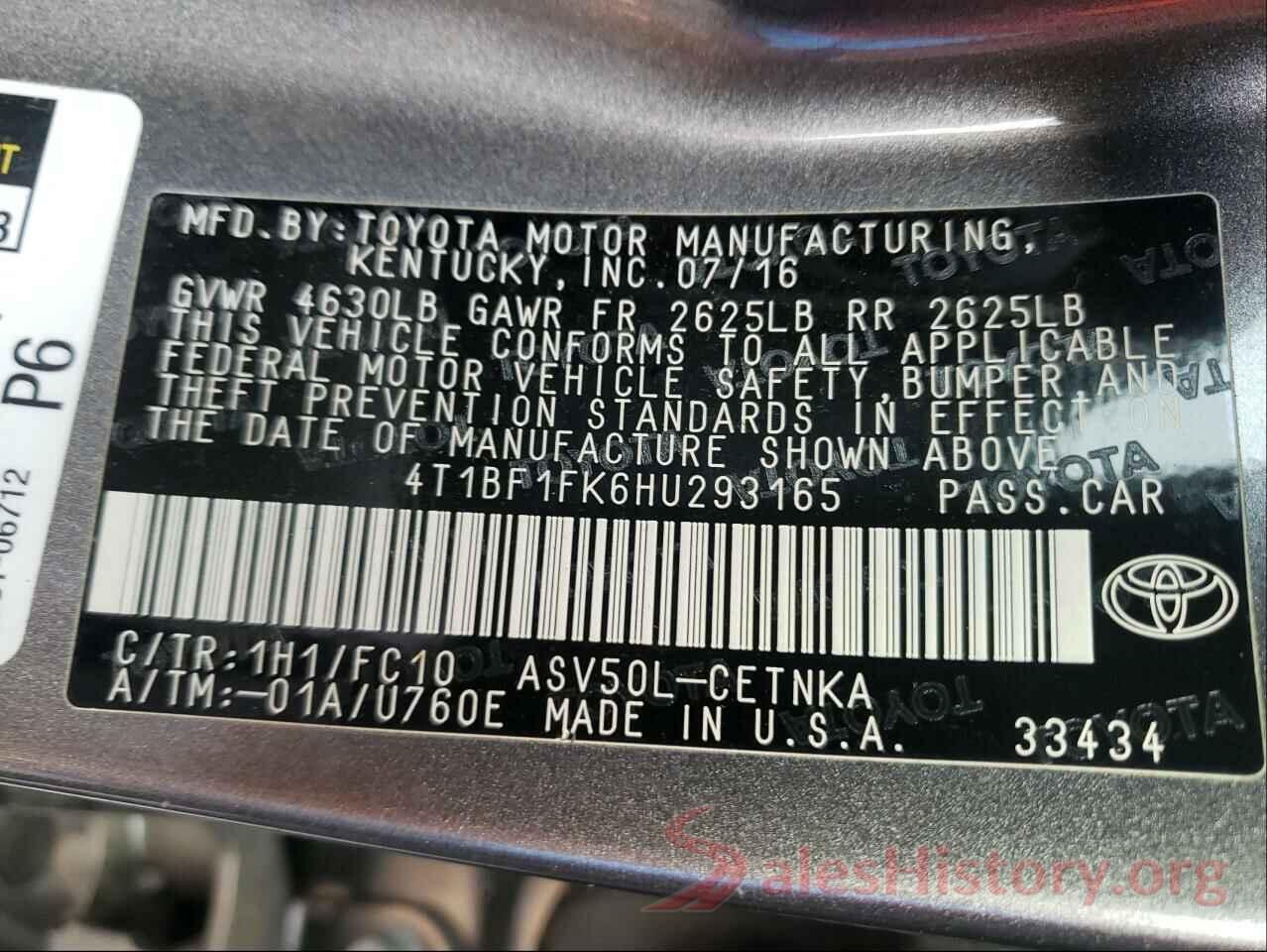 4T1BF1FK6HU293165 2017 TOYOTA CAMRY