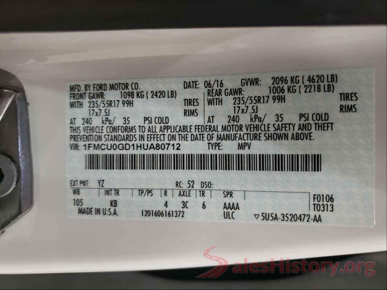 1FMCU0GD1HUA80712 2017 FORD ESCAPE