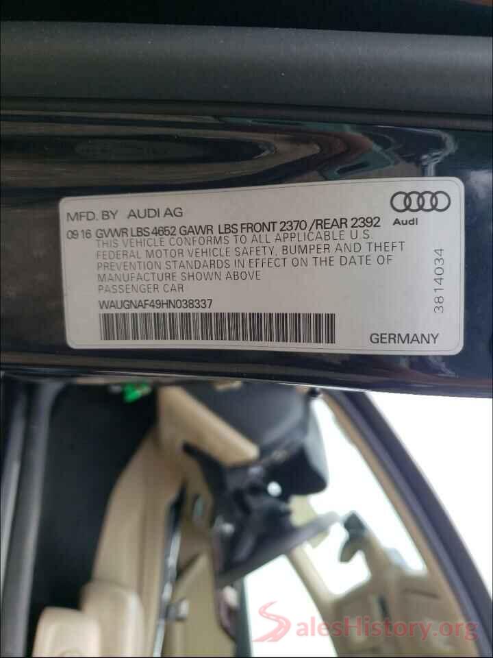 WAUGNAF49HN038337 2017 AUDI A4