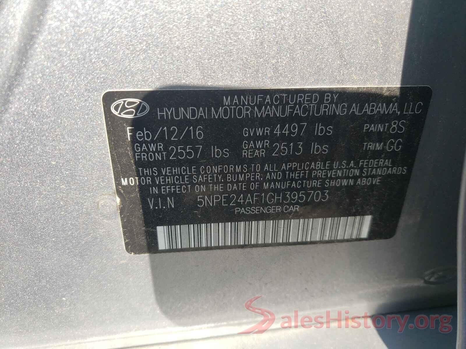 5NPE24AF1GH395703 2016 HYUNDAI SONATA