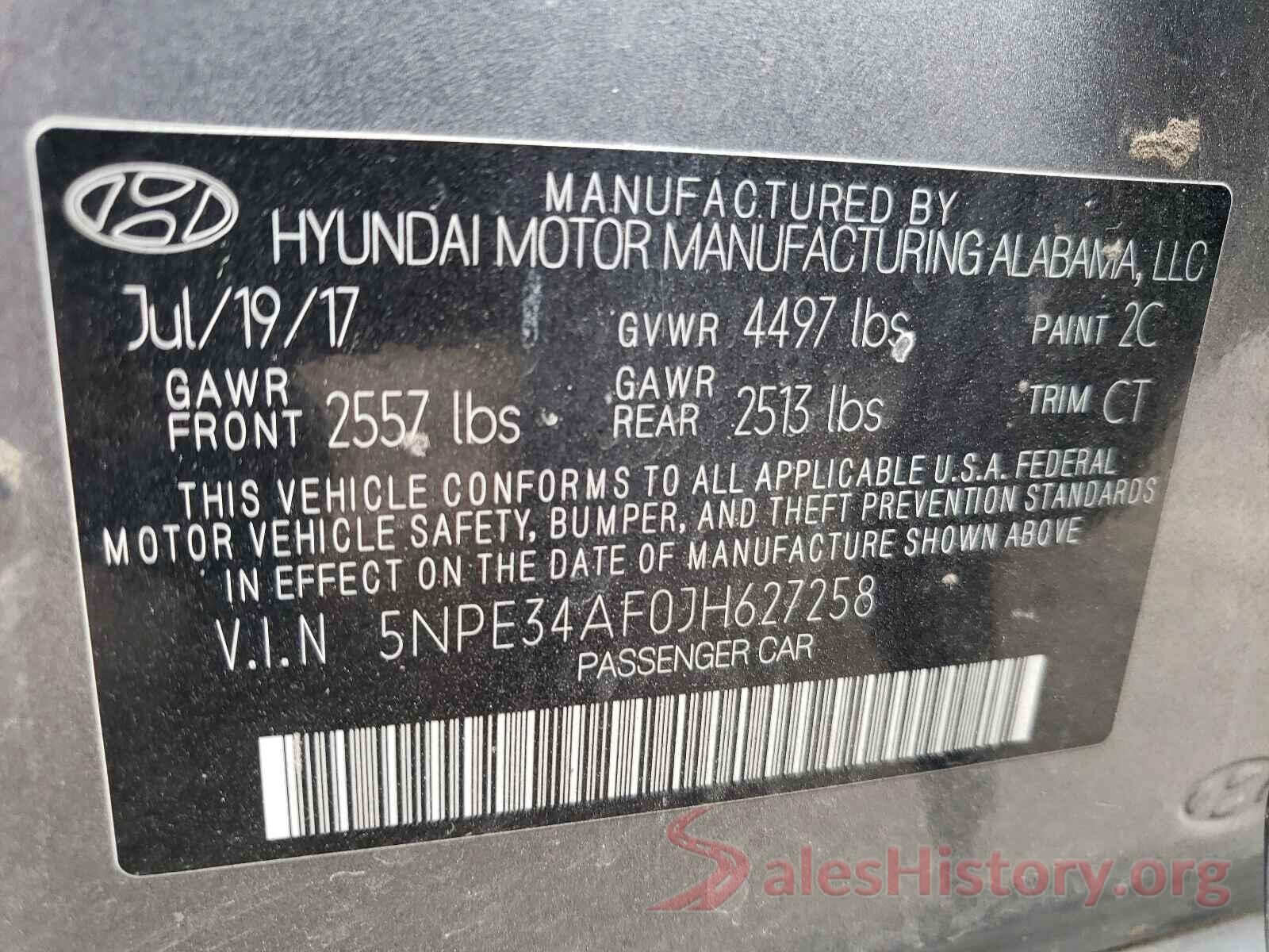 5NPE34AF0JH627258 2018 HYUNDAI SONATA