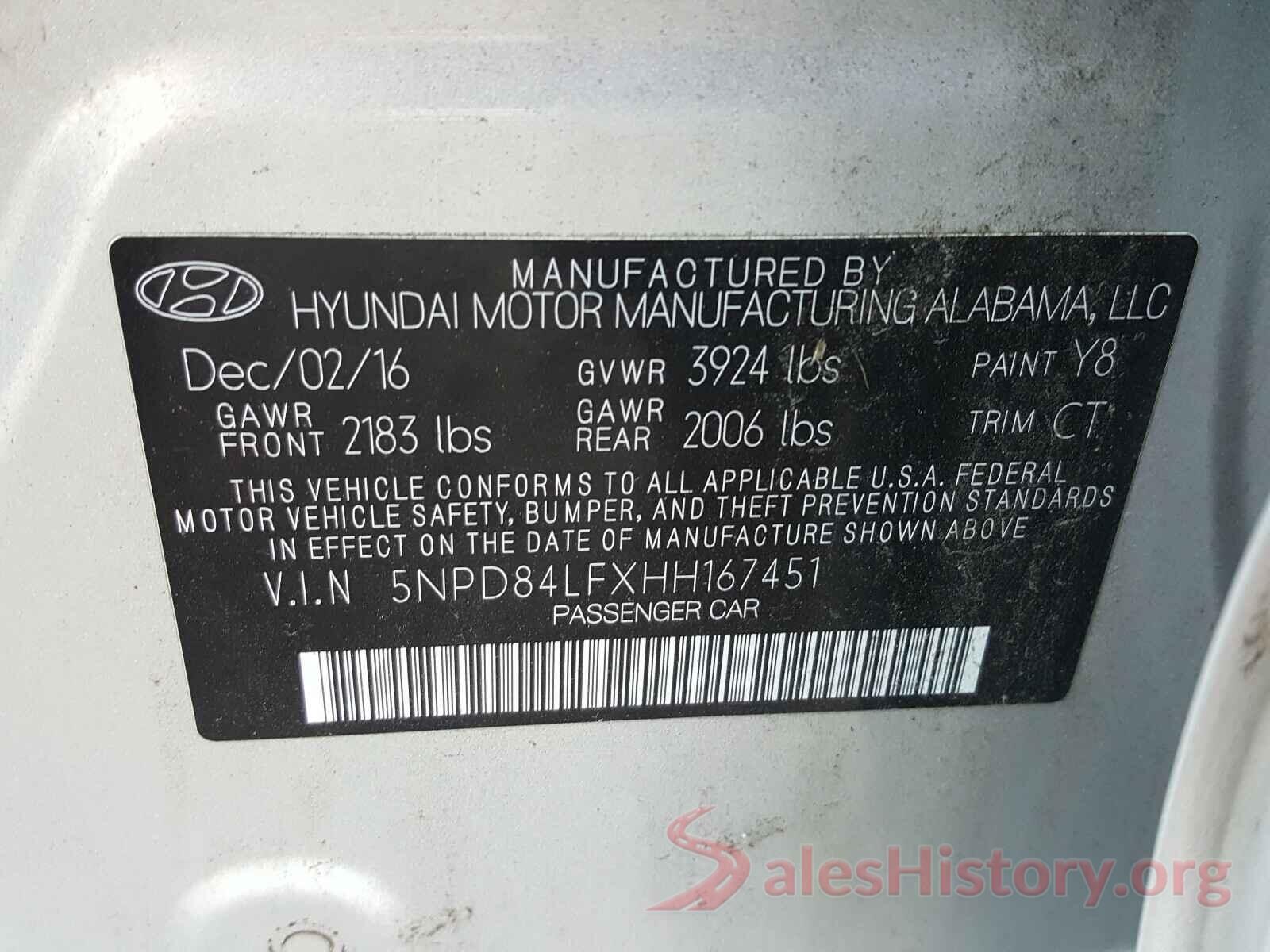 5NPD84LFXHH167451 2017 HYUNDAI ELANTRA