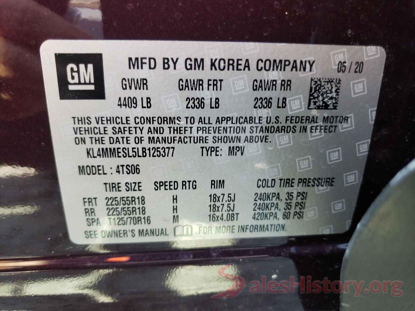 KL4MMESL5LB125377 2020 BUICK ENCORE