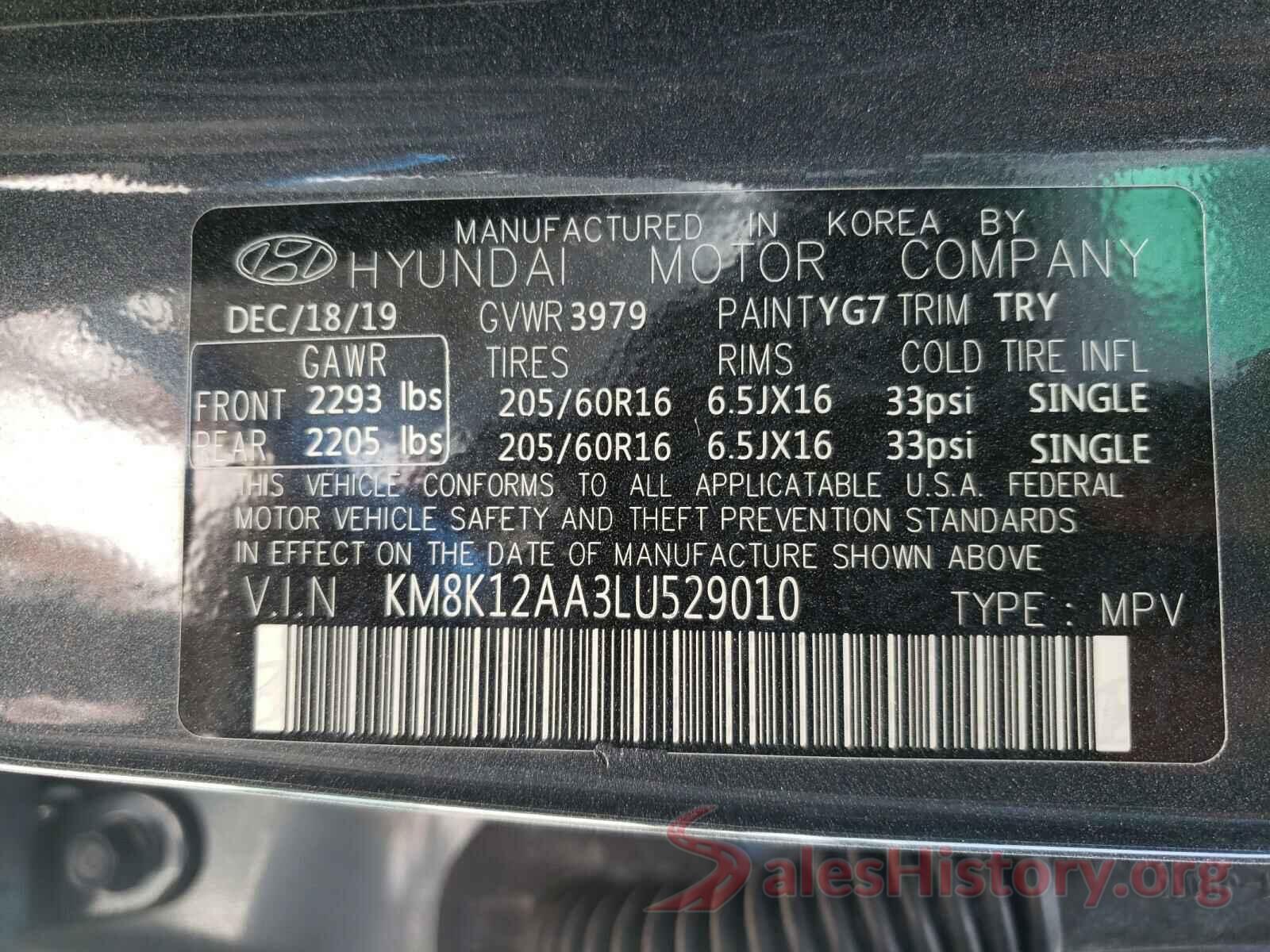 KM8K12AA3LU529010 2020 HYUNDAI KONA