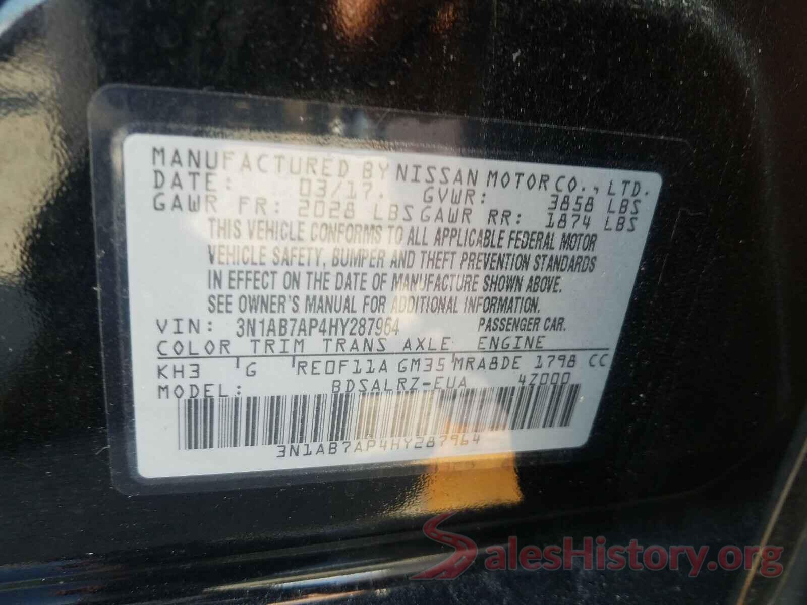 3N1AB7AP4HY287964 2017 NISSAN SENTRA