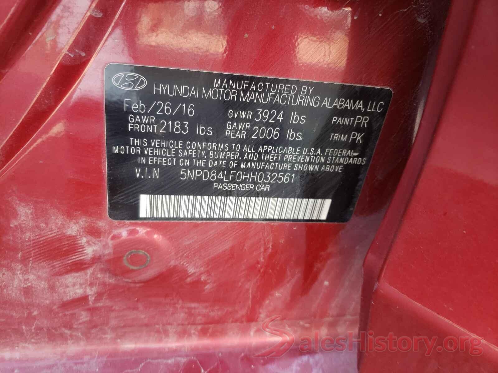 5NPD84LF0HH032561 2017 HYUNDAI ELANTRA