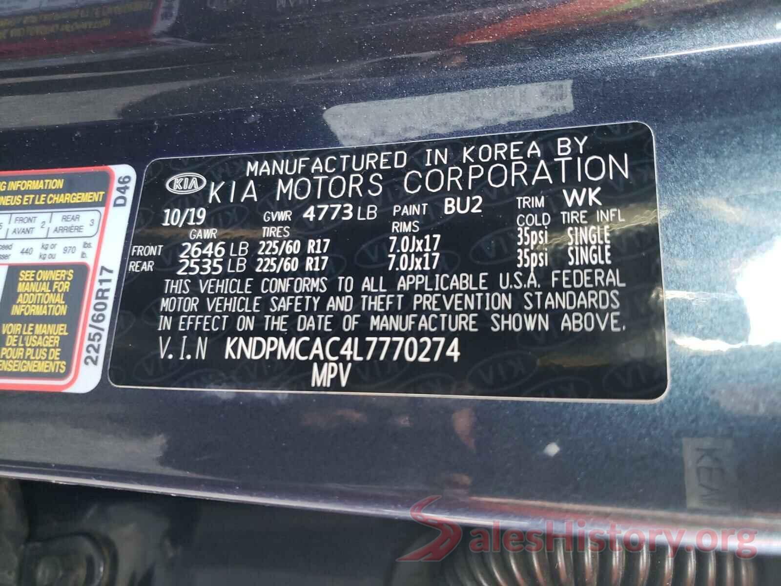 KNDPMCAC4L7770274 2020 KIA SPORTAGE